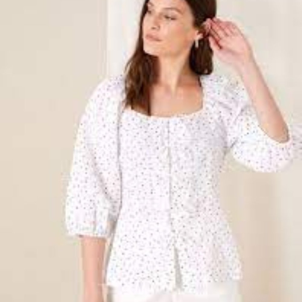 White Polka Dot Top